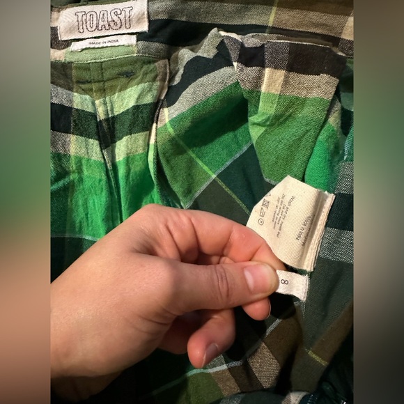 Toast Windbreaker Check Cotton Culottes | Wax Green - Picture 6 of 6